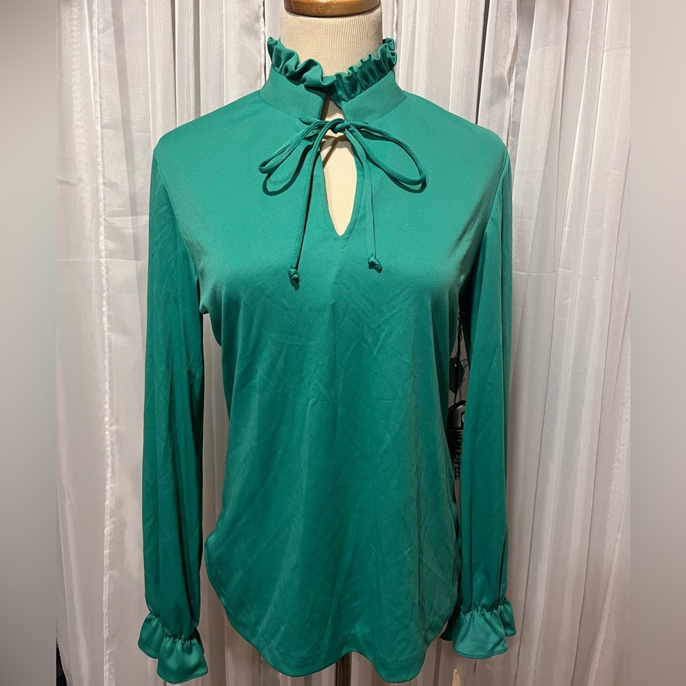 NWT Vintage Mardi Modes Ruffle V-Neck Blouse